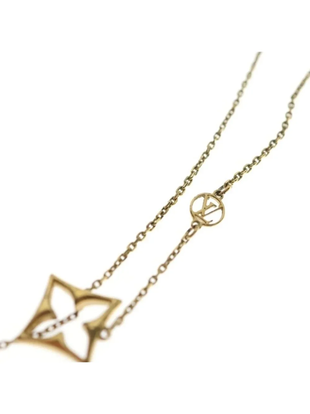 Louis Vuitton Monogram Pendant Chain LV Flower Gram Gold